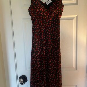 Women's Black and Red Floral Dress (Princess Polly)